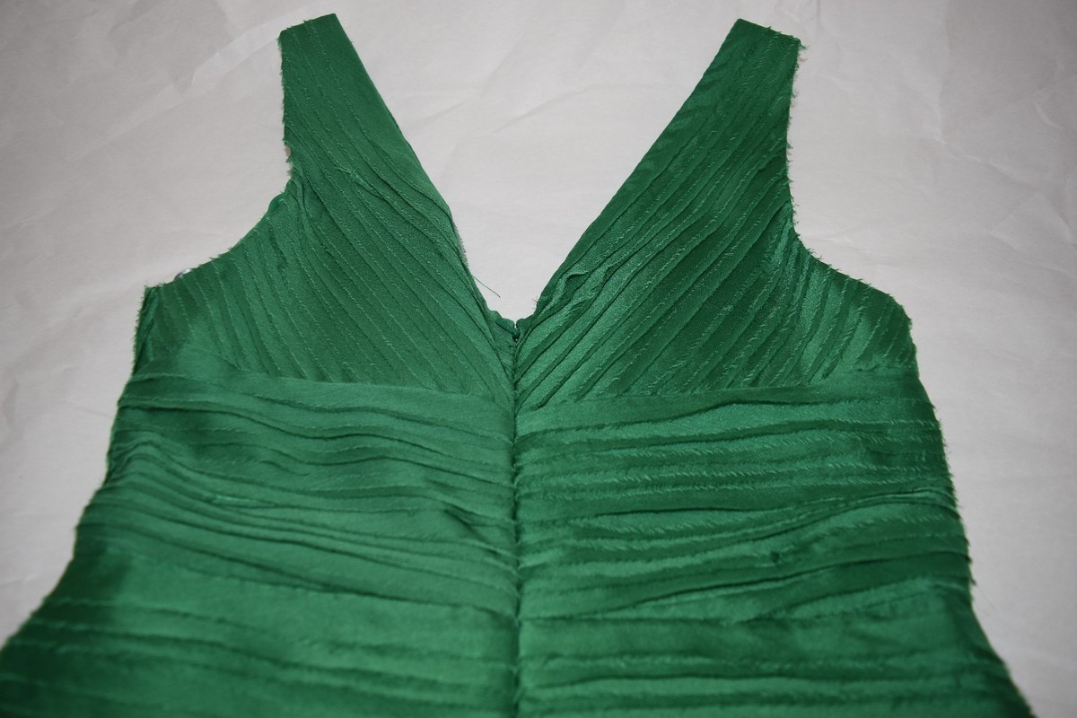 $695 NEW MARCHESA NOTTE Pleated Cocktail Floral 3 D Dress Emerald Green 6 |  eBay