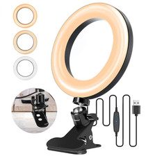 6.3" Selfie Ring Light with Clamp Mount 3 Dimmable Color 10 Brightness Warm