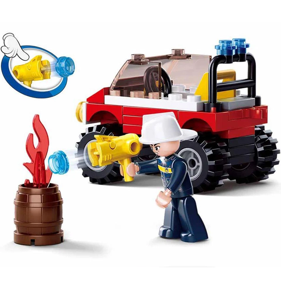 Sluban Kids Fire Jeep Building Blocks 58 Pcs set Building Toy Fire Vehicle - Image 3 of 4