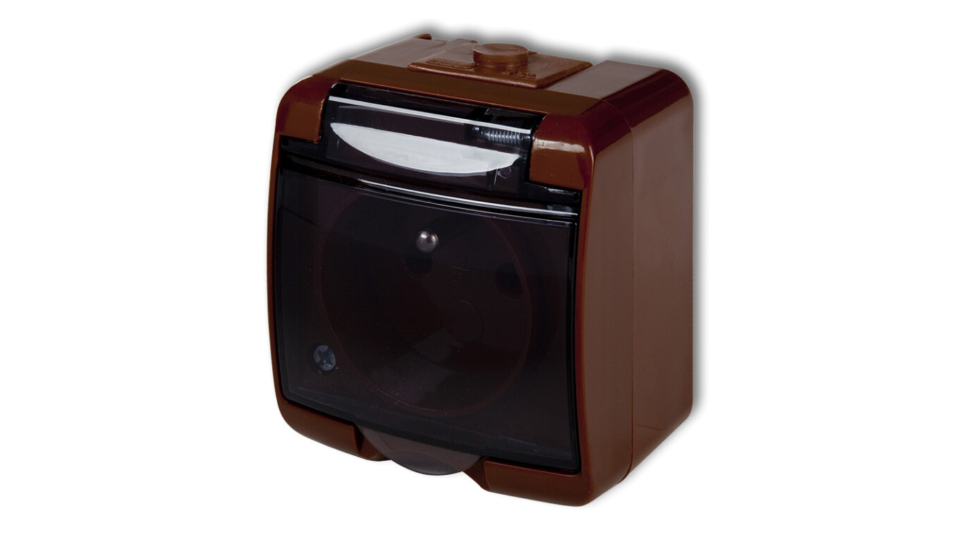 JUNIOR Single socket w/u (smoke flap) brown IP54 4GHE-1d /T2UK