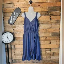 Naif women's dark chambray blue faux wrap dress size xl