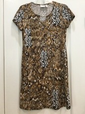 Kim Rogers Womens Sheath Dress Size Petite Small Brown Black Abstract Print 176