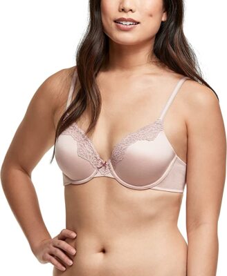 Maidenform Comfort Devotion Full Coverage Lace-Trim T-Shirt Bra 34D Sheer Pale 