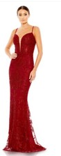 Mac Duggal Gown Dress Womens Size 18 Mermaid Red Lace Sequin Beaded 20330 $798