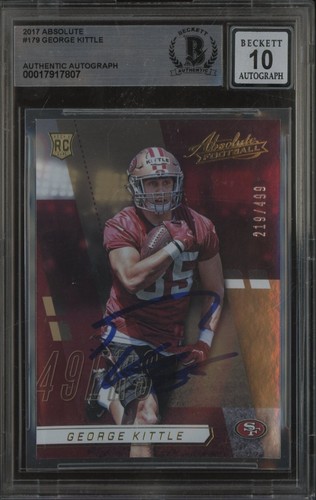 George Kittle Signed 2017 Absolute #179 RC Rookie 49ers BGS BAS 10 AUTO