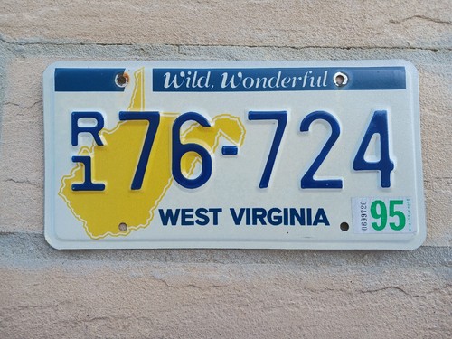 Vintage West Virginia Class R Travel Trailer Tin License Plate # R1 76-724 Tag
