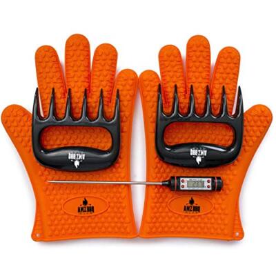 AMZ BBQ CLUB - Meat Claws Bbq Grill Accessories Set - 2 Silicone Gloves, Claws 