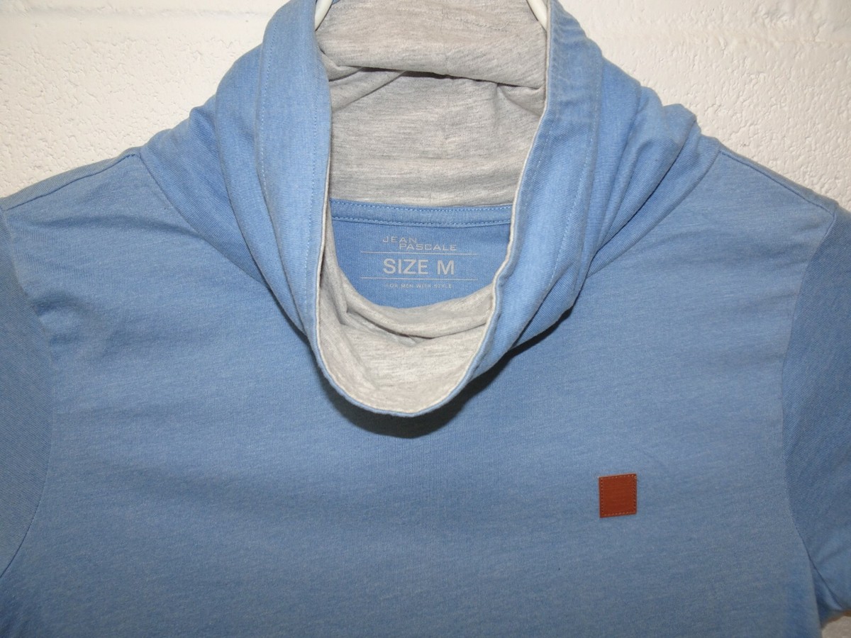 Jean Pascale Turtle Neck Short Sleeve Pullover Top Medium Blue