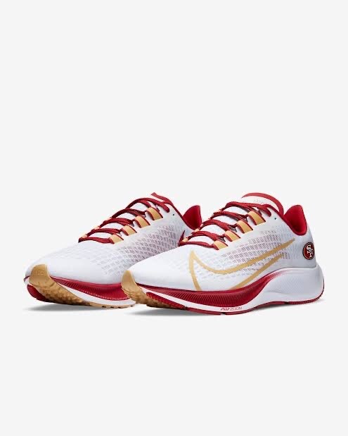 unisex san francisco 49ers nike white zoom pegasus 37 running shoe