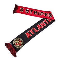 MLS Atlanta United Scarf by Ruffneck Scarves "5 Stripes One City" 60" Black Red