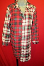 RALPH LAUREN VINTAGE '15 Tarten Plaid Logo Women's Nightshirt Nightgown Medium