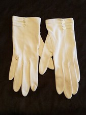 Vintage 90 Polyester Fiber Women's Formal Gloves w/ MOP Button accents - Japan