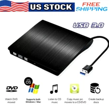 Slim External CD DVD Drive USB 3.0 Disc Player Burner Writer For Laptop PC Mac