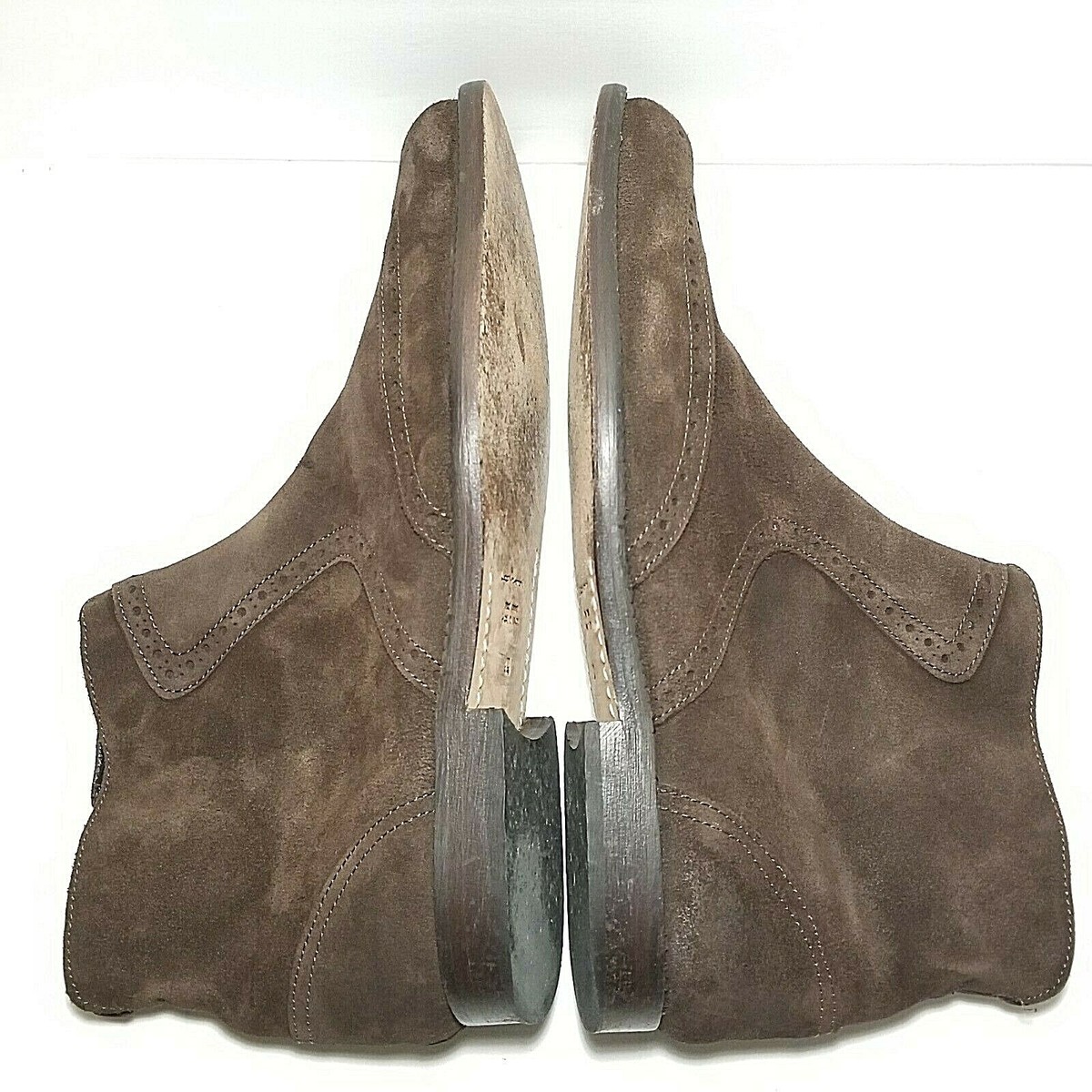 Luca Valentini Mens Boots Brown Size 44 Wing Tip Side Zip 