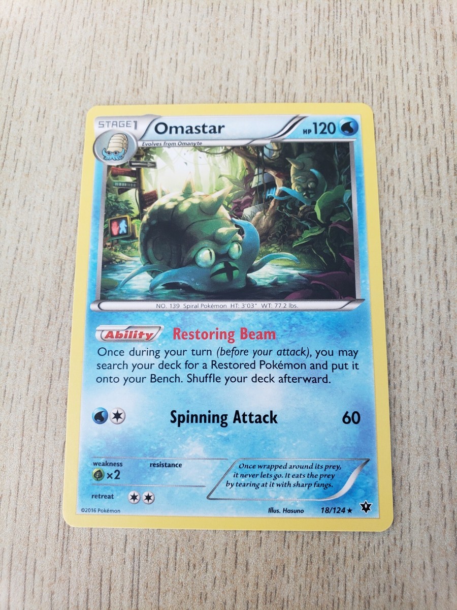 Pokemon TCG Single Card Pokemon Omastar Card (18/124) - XY Fates Collide  Rare Water Type TCG Card Stage 1 Pokemon Trading Card