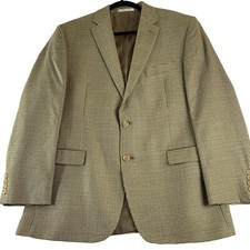 Lauren Ralph Lauren Sport Coat 42R Silk Wool Brown Green Houndstooth Blazer