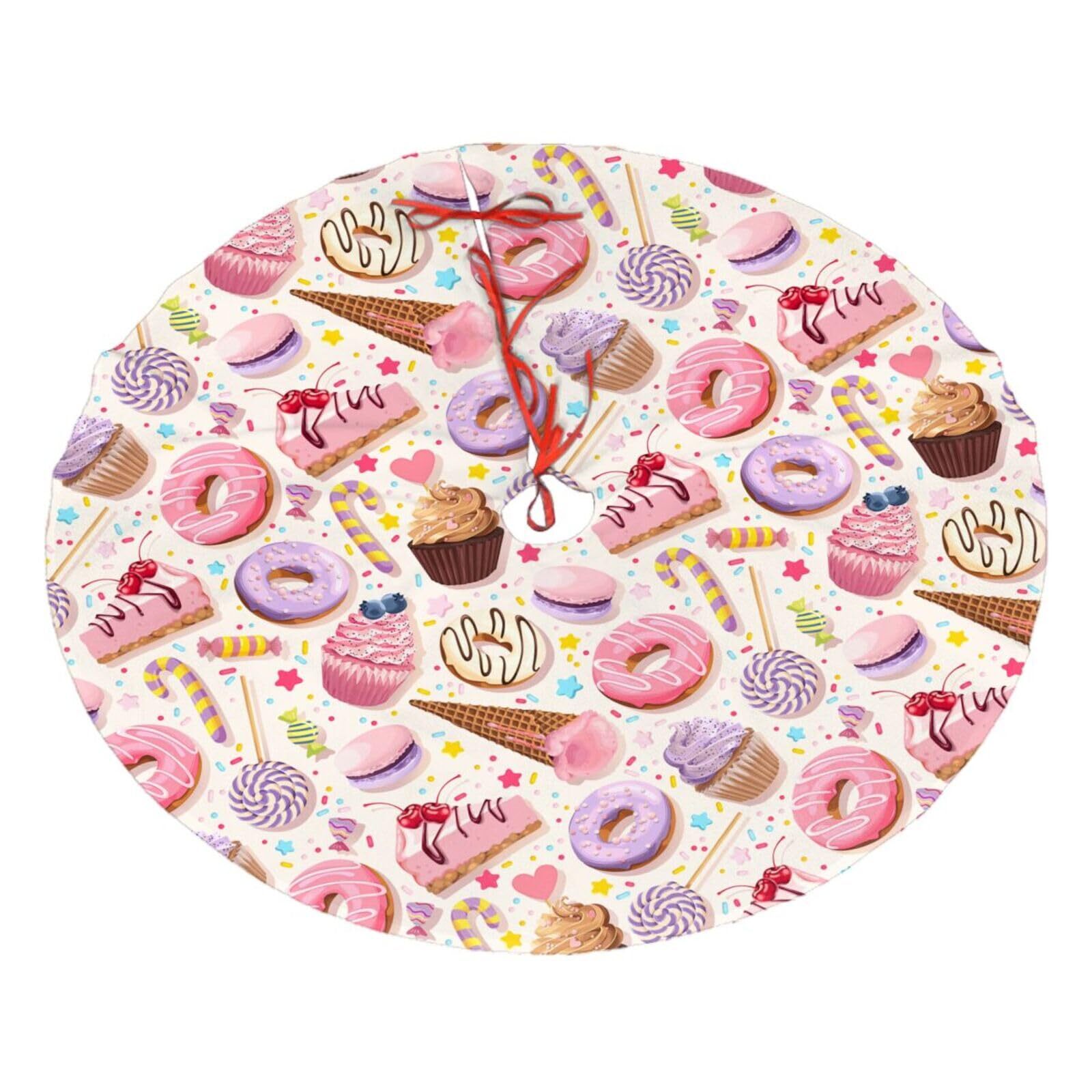 Lollipop Candy Macaroon Cupcake Christmas Tree Skirt 36