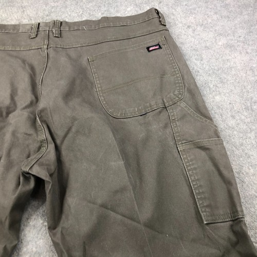 Dickies Pants Mens 44x32 Green Carpenter Cargo Workwear Distressed Canvas - Picture 3 of 10
