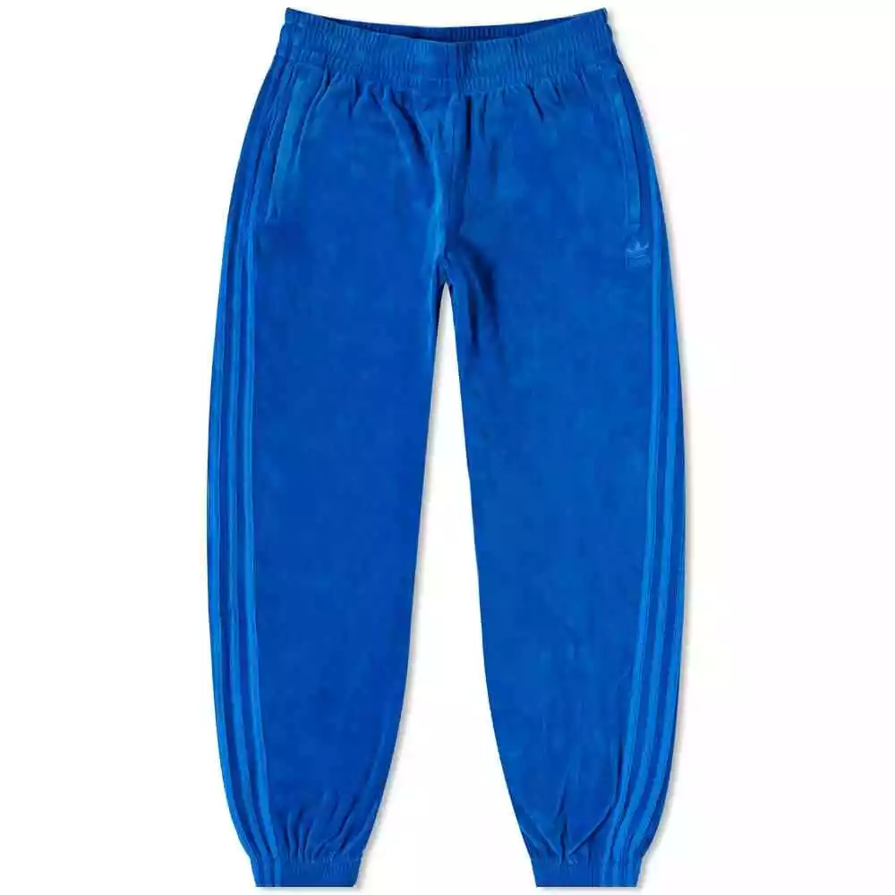 adidas Jeremy Scott Track Pants Triple Blue Plush Velour Pants Bottoms Men  Size