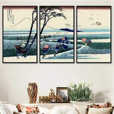 Set 3 Art Canvas Fuji Mountain Ukiyoe Japanese Paint Poster Decor Unframed P69