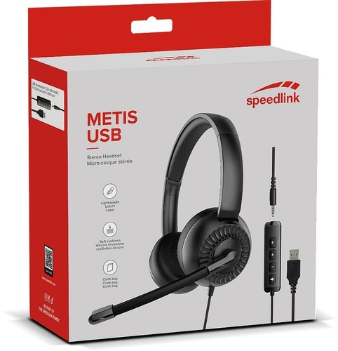 SPEEDLINK METIS USB Stereo Headset Kopfhörer 3.5mm Jack USB Soundcard, black - Bild 5 von 6