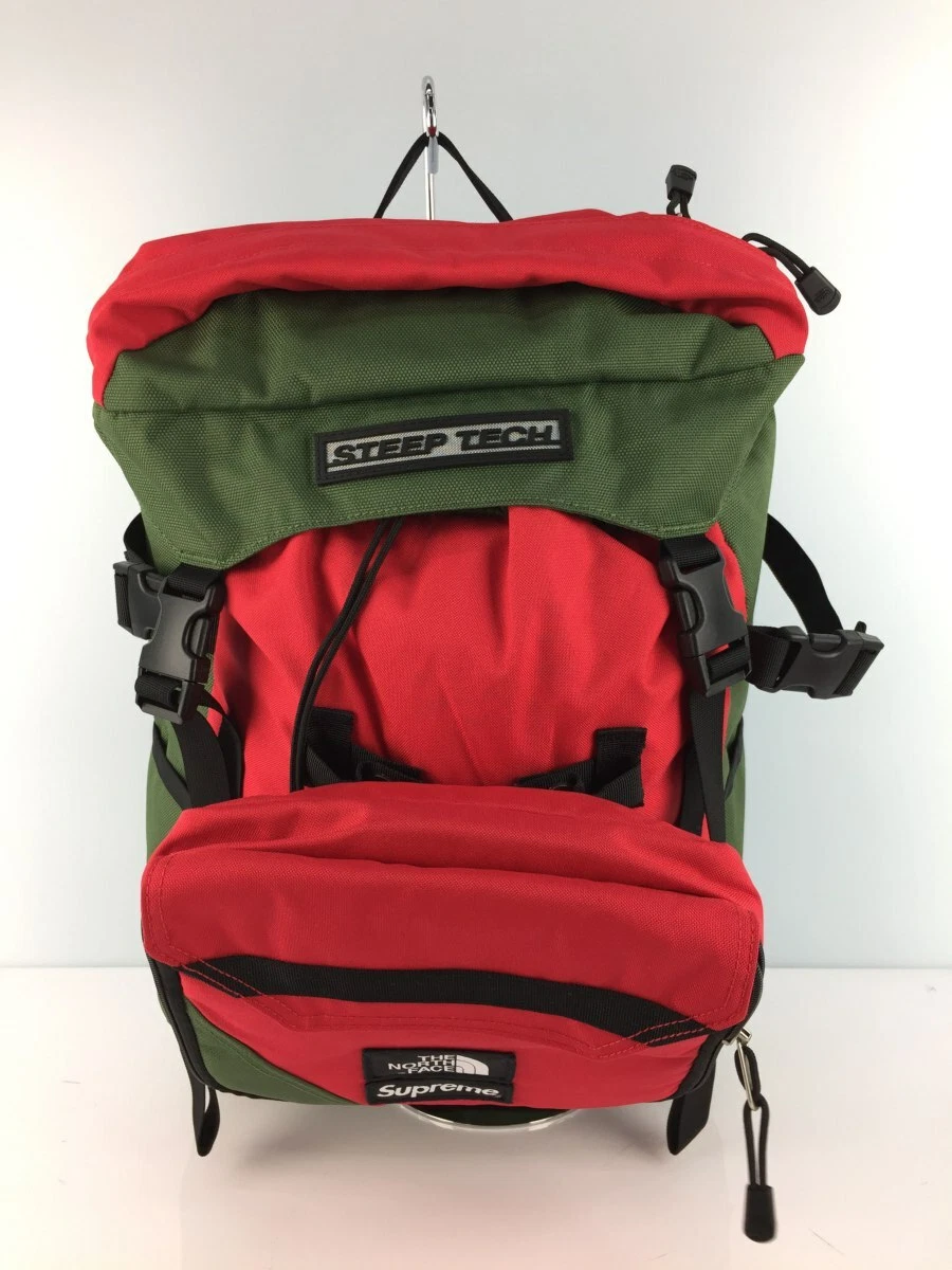 Supreme x THE NORTH FACE Steep Tech Backpack 2016ss Khaki Red Used from JAPAN FS