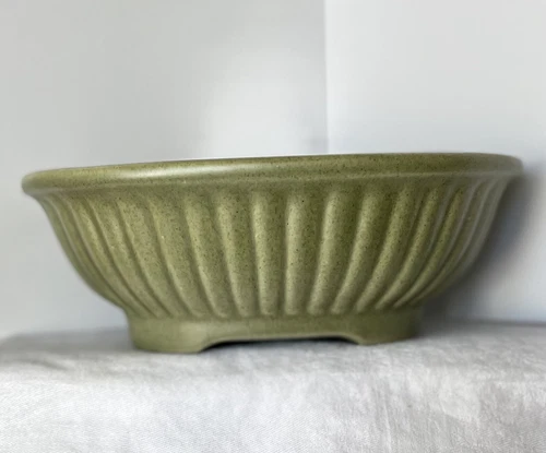 Vtg Haeger Oval Sage Green Pottery Planter Bowl 3938 Speckled Matte Finish USA