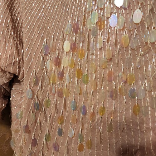 Oleg Cassini Vintage Blush Pink Sequin Beaded Top Size Large Small S - Picture 2 of 10
