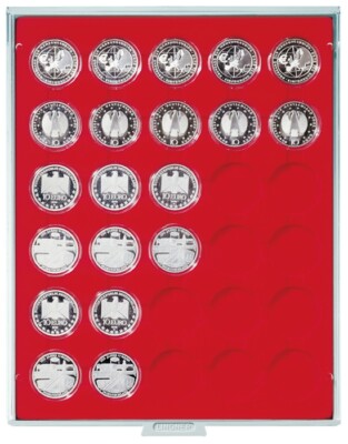 Lindner 2537 Coin Box Standard 30X 37Mm 10 20 EURO In Coin Capsules PP 32.5Mm