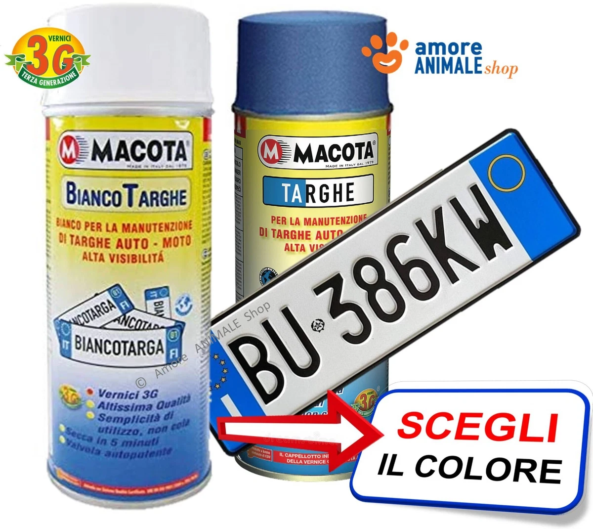 Macota PLACAS → BLANCO / AZUL' - Pintura en aerosol 400 ml Renovación Placas Coche y Motocicleta