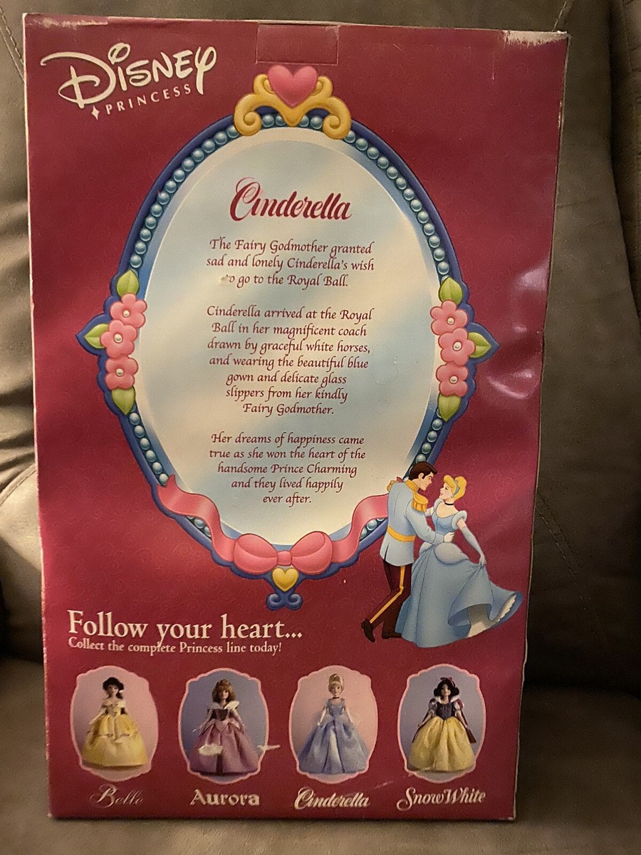 2002 Disney Cinderella Porcelain Keepsake Doll 16” Tall Brass Key