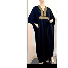 RARE Vintage Alfred Shaheen black kaftan maxi dress O/S 1960