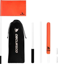 Obcursco 48-Inch Orange Boat Flag with Pole, Floatable 12"x 18" Water Ski Flag, 