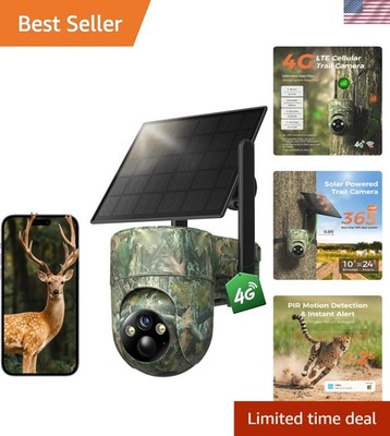 360° View 2K HD Cellular Trail Camera - Solar Powered for Wildlife Monitoring