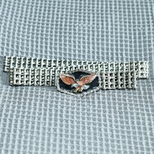 Vintage 1984 The Great American Buckle Co. Eagle and Chain Belt Buckle w/ Belt