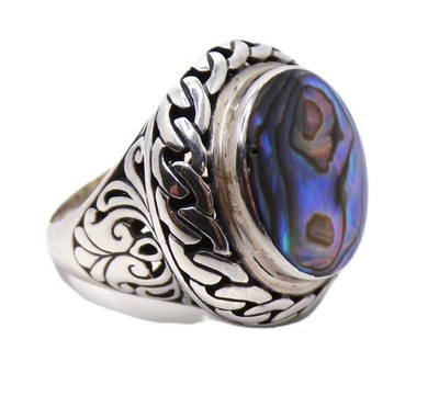 Samuel B Sterling Silver Avalone Shell Bold Ring Size 7