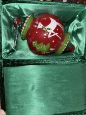 Pier 1 2012 Glass Christmas Ornament Li Bien W Box Painted Inside Hand Blown Red
