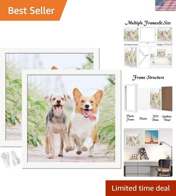 12x12 Picture Frame Set of 2, White Square Photo Frames High Transparent Wall...