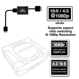 Kaico SEGA Saturn 1080p HDMI Adapter - for use with Sega - black 