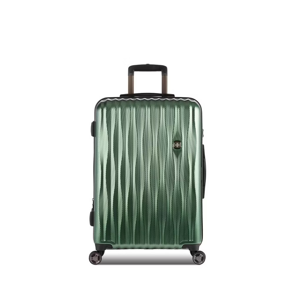 SWISSGEAR Hardside Medium Checked Suitcase Hardshell Spinner Luggage, Green