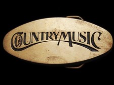 JI15163 GREAT VINTAGE 1970s  COUNTRY MUSIC  SOLID BRASS BELT BUCKLE