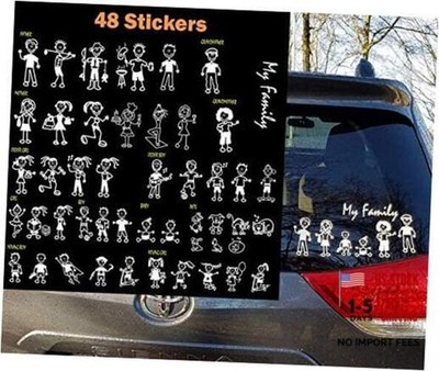 My Family Car Stickers with Pet Dog Cat Fish & Fish Figures - 48 Figure Set