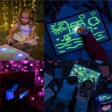 Kids Doodle Board Writing Tablet Electronic Drawing Notepad LED Glow Drawing Pad