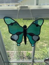Stain Glass Blue Butterfly Sun Catcher