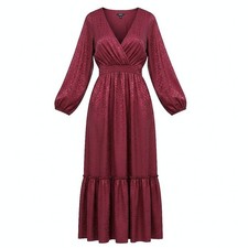 Express Maxi Dress S Burgundy Floral Faux Wrap Tiered Romantic Darkfairy Whimsy