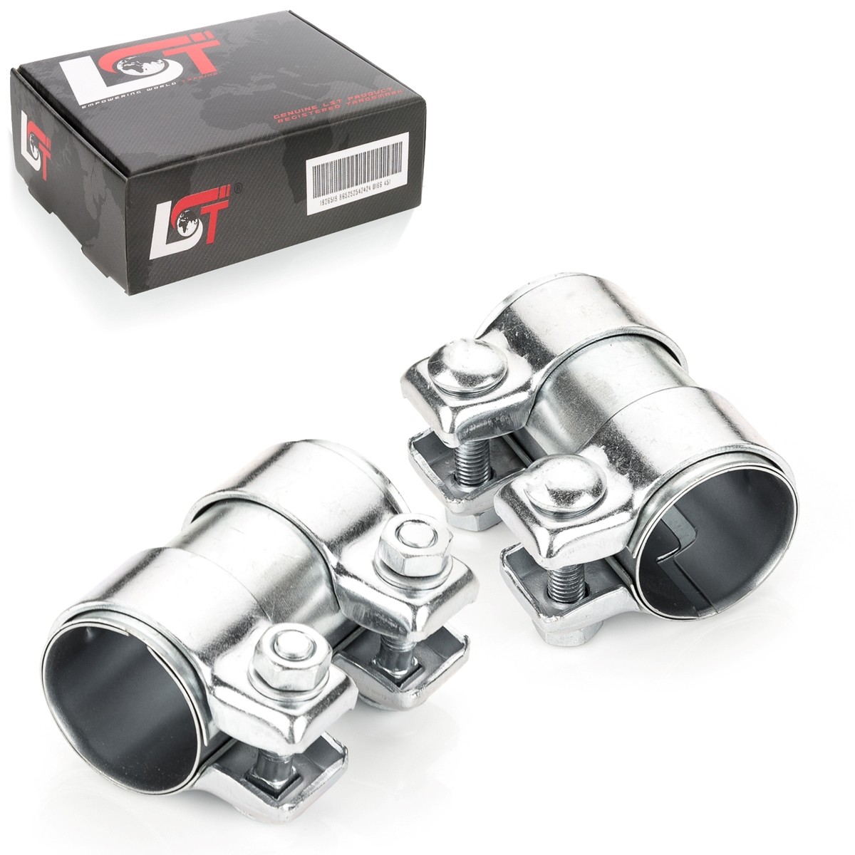 2x Pipe Connector Double Clamp Exhaust System Ø 45 x 95 mm for Peugeot Expert
