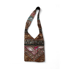 Bohemian Multicolor Embroidered Sequin Floral Shoulder Bag Zip Women