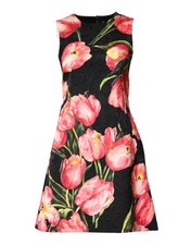 Dolce & Gabbana Black Floral Print Viscose A-line Mini  Women's Dress Authentic