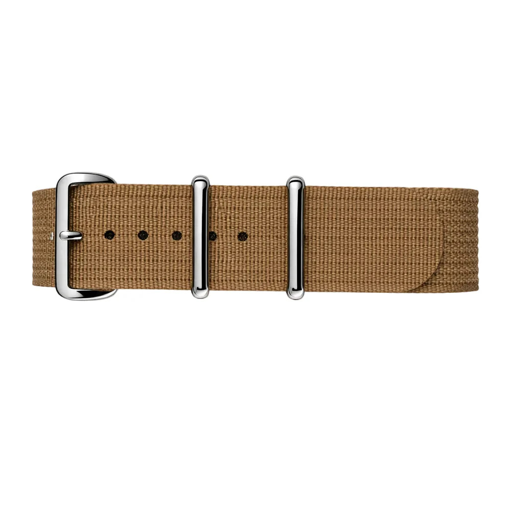 Bracelet montre nylon marron étanche avec doublure silicone anti-transpirante
