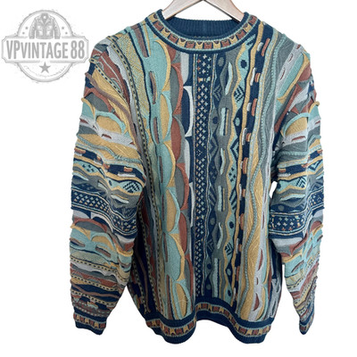 Vintage Coogi 90s Australia Knit Sweater Unisex Bold 3D Colourful Rare Pullover